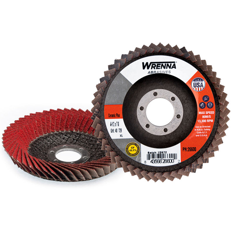 Wrenna Abrasives® 4-1/2" X 7/8 Ceramic Cushion Flex Flap disc