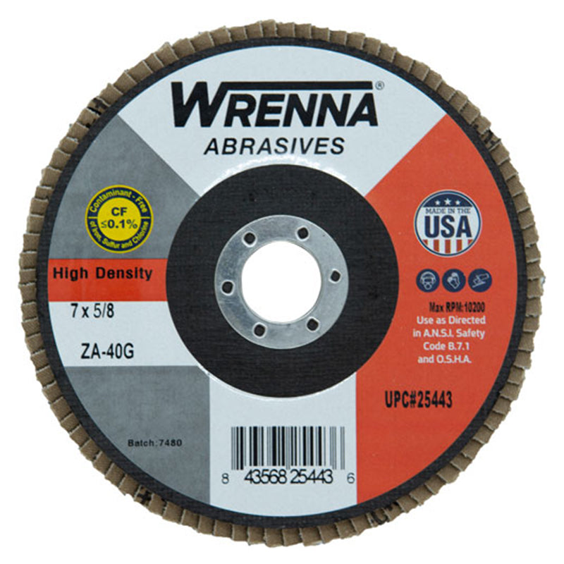 Wrenna Abrasives® 7" X 5/8 High Density Flap Disc Type 29