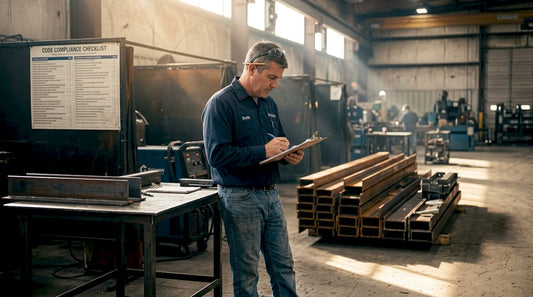 Supervisor reviewing weld inspection procedures