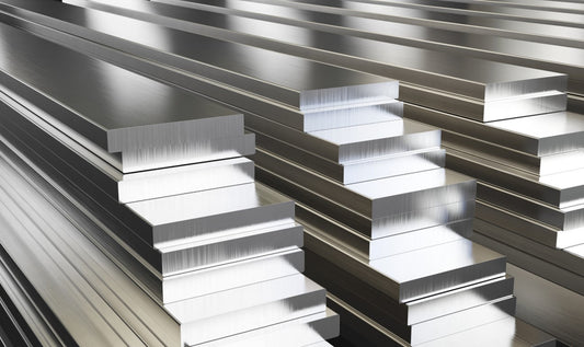 aluminum plates stacked in warehouse