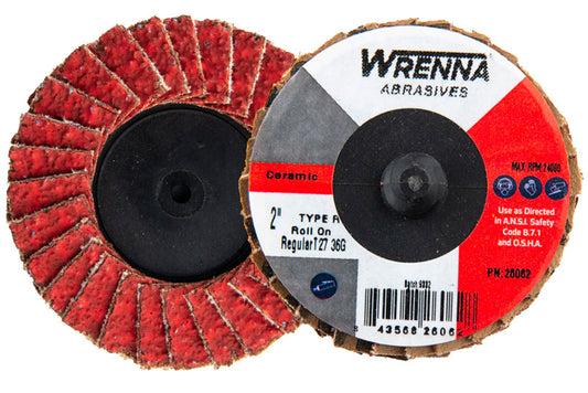 Wrenna Abrasives® 2" Roll-On 36 Grit Mini Flap Disc Type 27