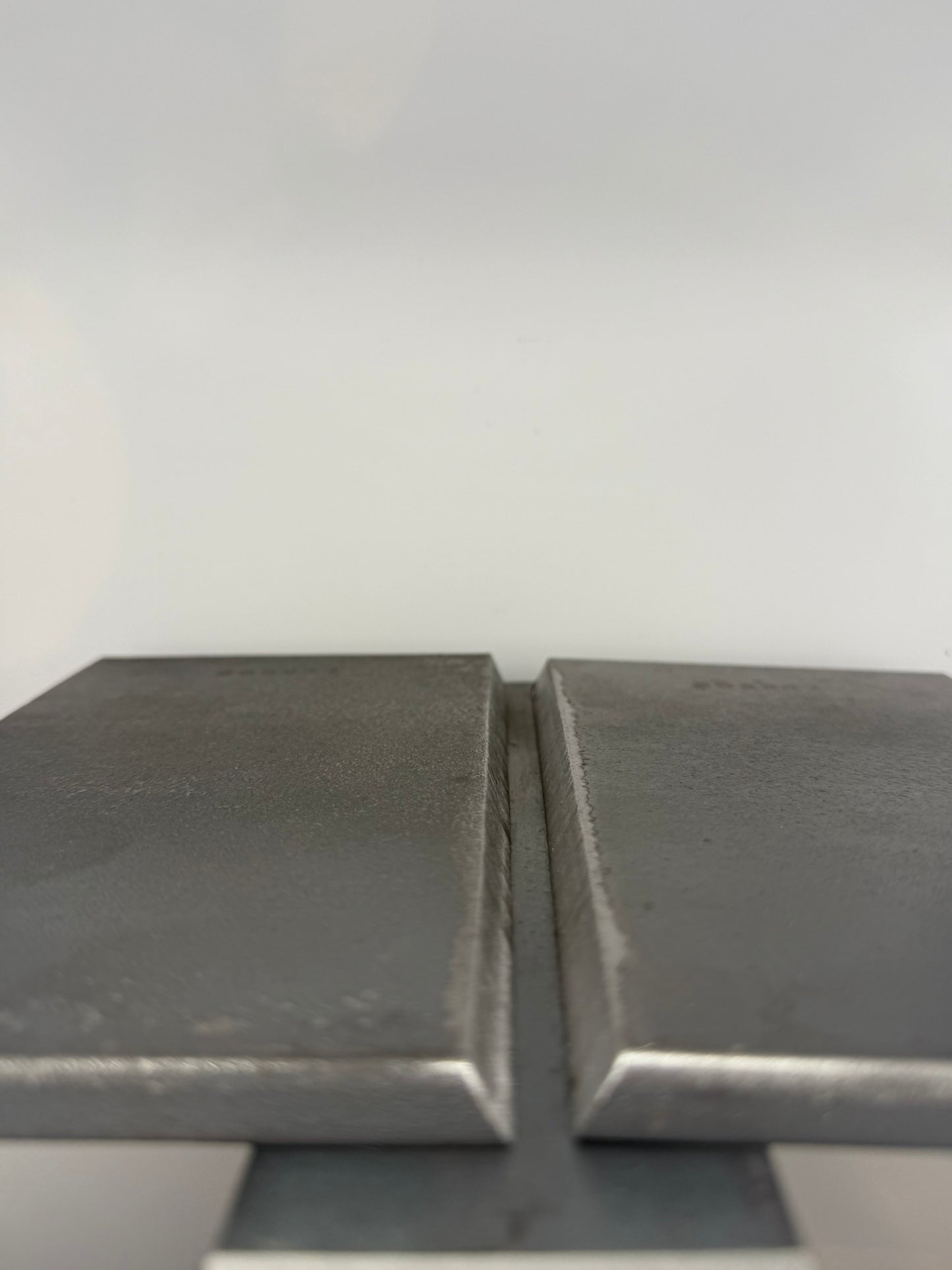 3/8" Welder Certification Test Plate for AWS D-1.1 Limited-Thickness Qualification with 1/4" x 2" x 8" Backing Strip. Fully-Assembled with 1/4" Landing Gap and 45 Degree Bevel