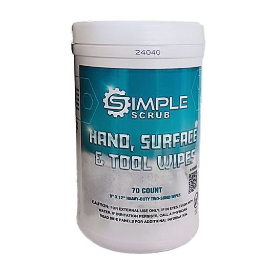 SIMPLE SCRUB INDUSTRIAL HEAVY DUTY HAND, SURFACE, AND TOOL WIPES – 70 WIPES