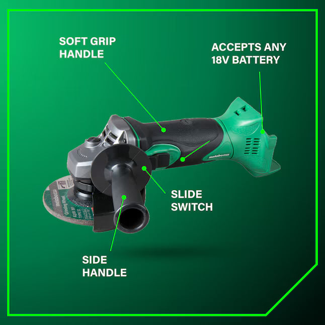 Metabo HPT 4.5-in 18-volt 18 Sliding Switch Cordless Angle grinder