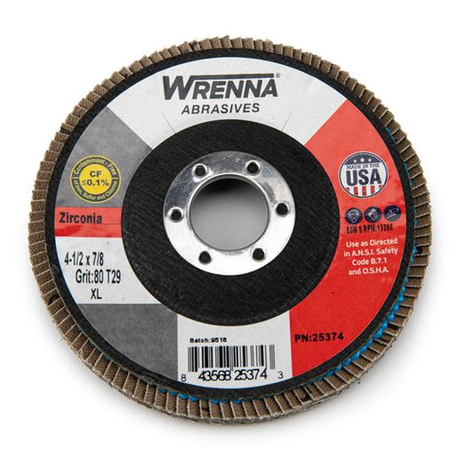 Wrenna Abrasives® 4-1/2" X 7/8 Flap Disc Type 29