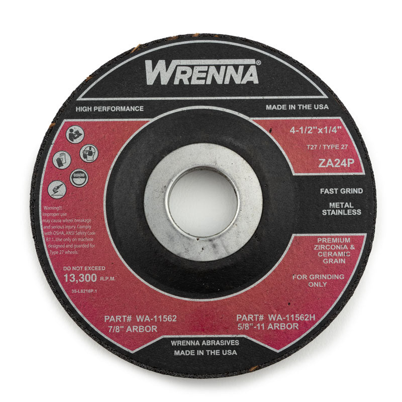 Wrenna Abrasives® 4 1/2" x 1/4" x 7/8" Grinding Wheel